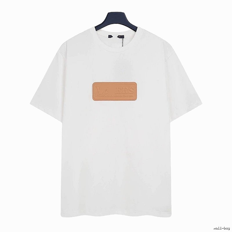Louis Vuitton Minimalist Style White T-Shirt with Leather Tag