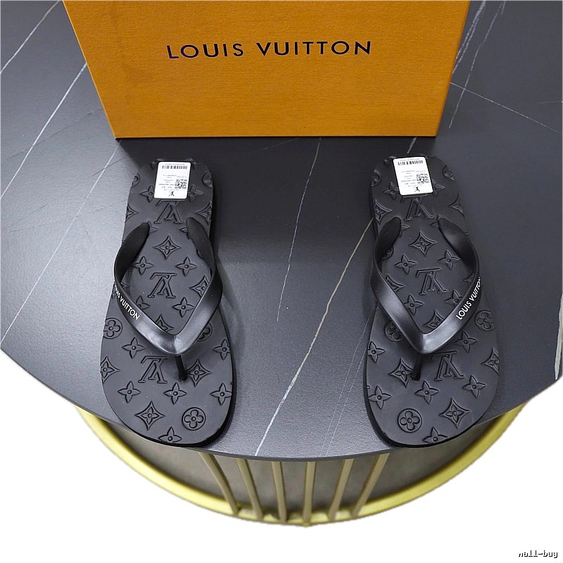 Louis Vuitton Monogram Casual Style Black Flip Flops