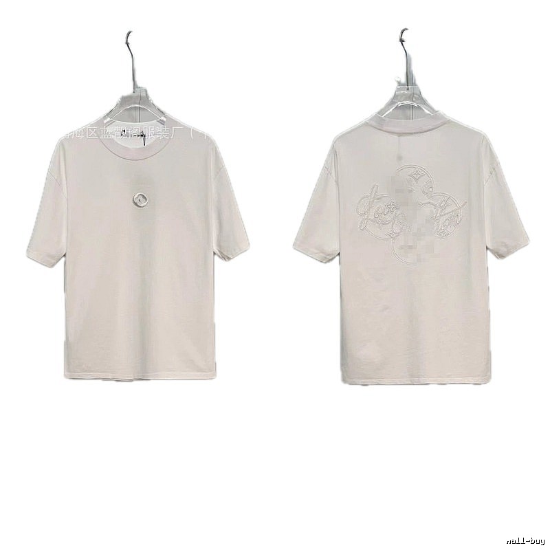 Louis Vuitton Monogram Embroidered Trendy Style White T-Shirt