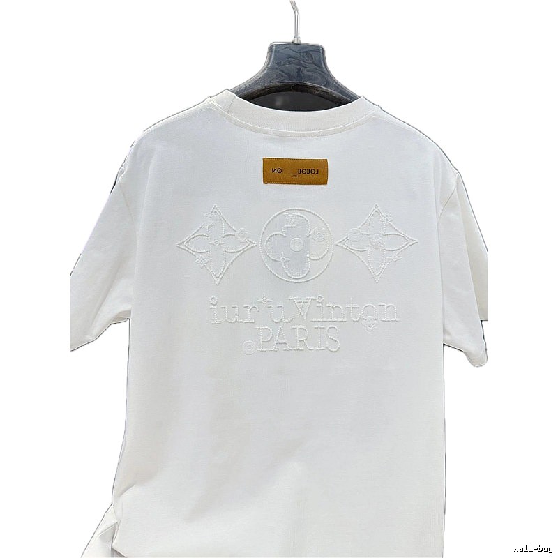 Louis Vuitton Monogram Embroidered Trendy White T-Shirt