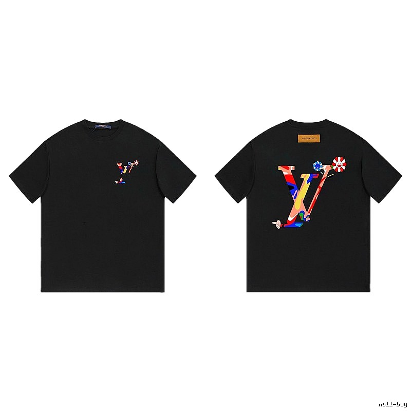 Louis Vuitton Sunflower Co-branded Trendy Black T-shirt
