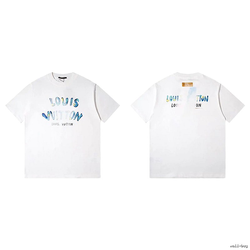 Louis Vuitton Watercolor Graffiti Style White T-Shirt