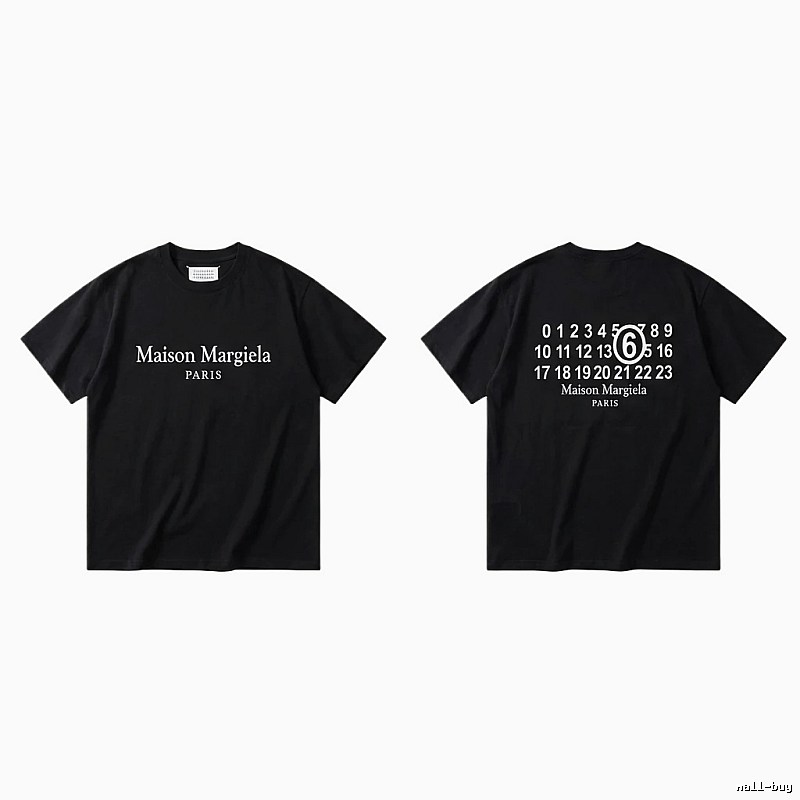 Maison Margiela black T-shirt with digital printing.