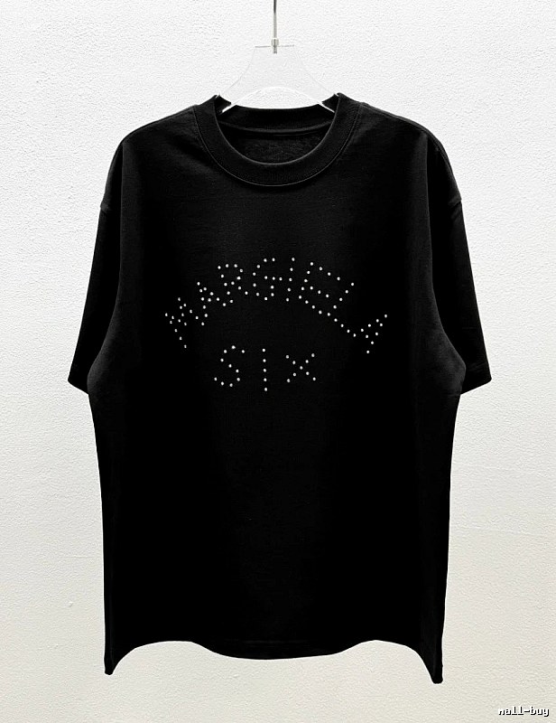 Maison Margiela MM6 Trendy & Cool Black Rhinestone-Embellished T-Shirt