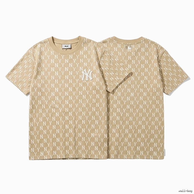 MLB Full Print Fashion Khaki Short-sleeve Shirt
