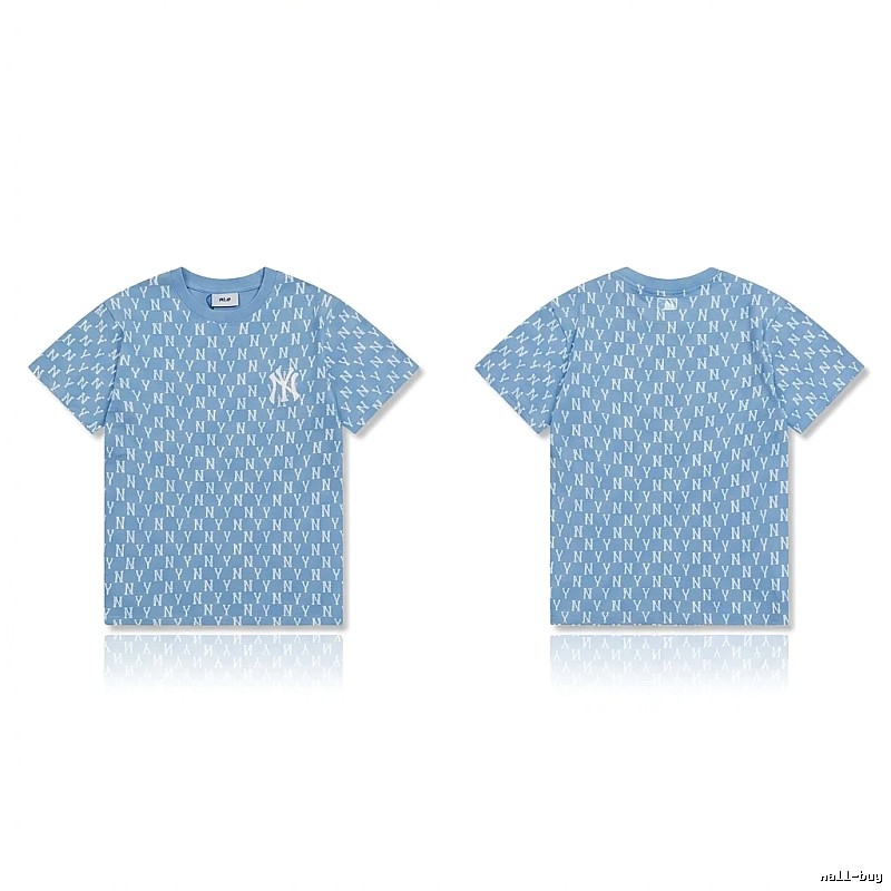 MLB full - print style light blue T - shirt