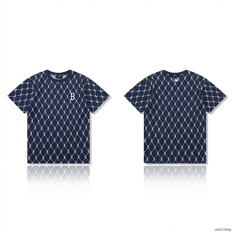 MLB full - printed style navy blue T - shirt