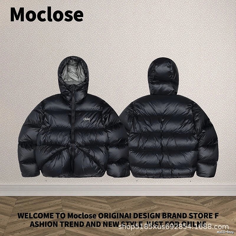 Moclose Classic Puffer jacket Black Glossy Hooded for Daily Styling