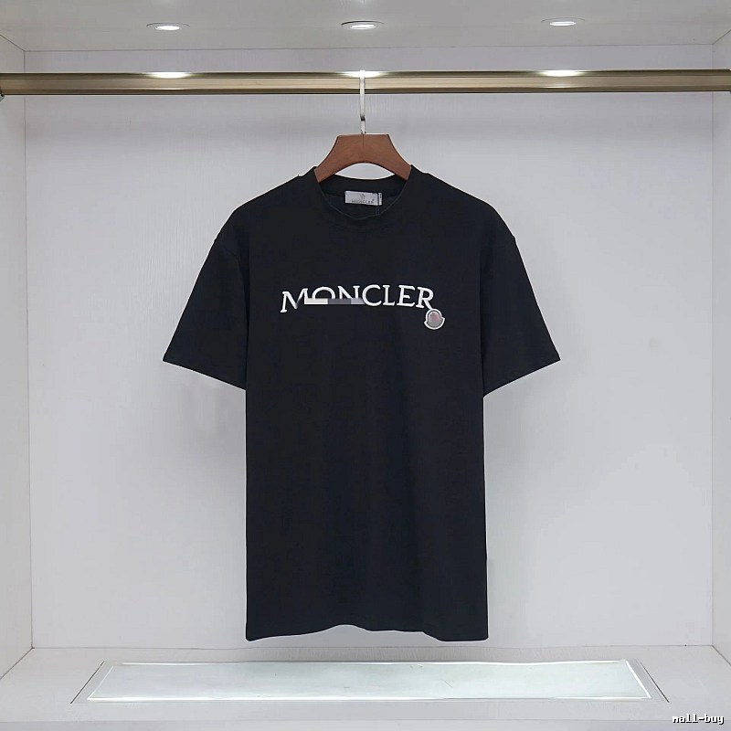 Moncler Embroidered Casual-Style Black T-Shirt