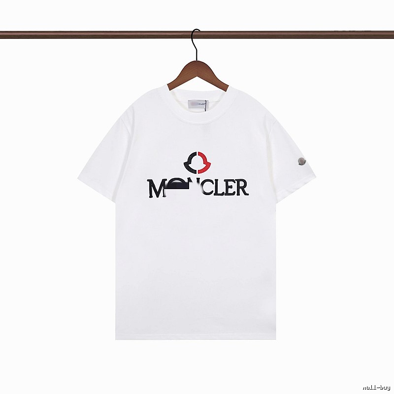 Moncler Embroidered Casual Style White T-Shirt