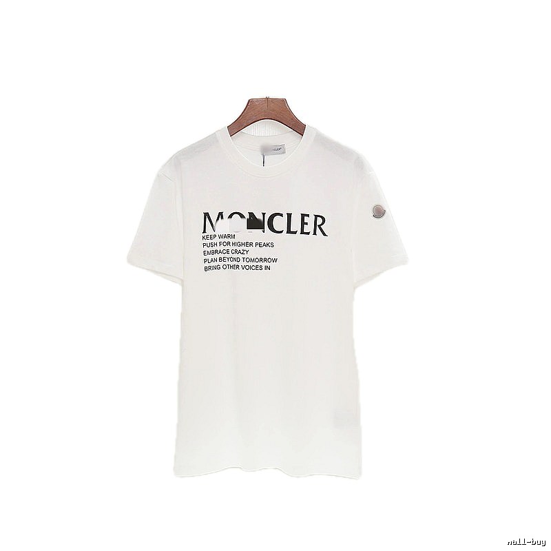 Moncler Letter Print Casual Style White T-Shirt