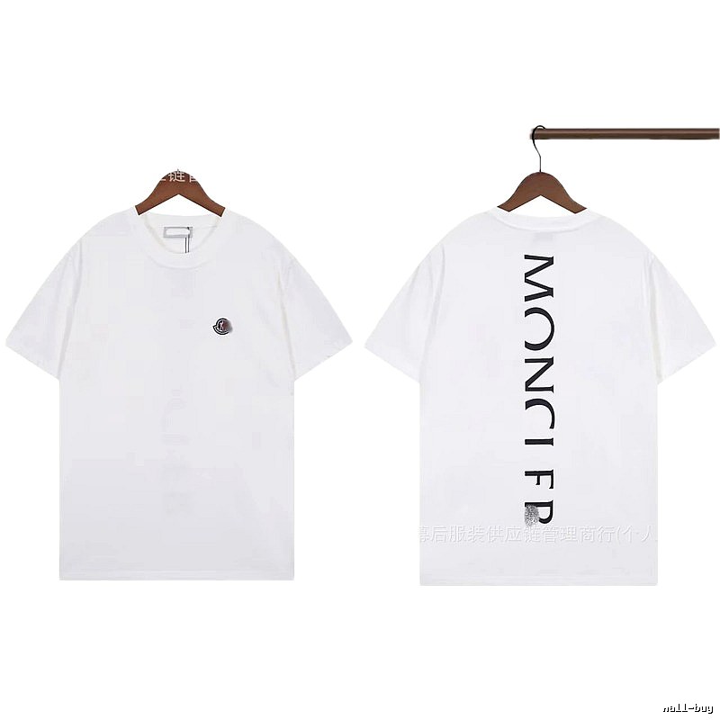 Moncler Letter Print Trendy Style White T-Shirt