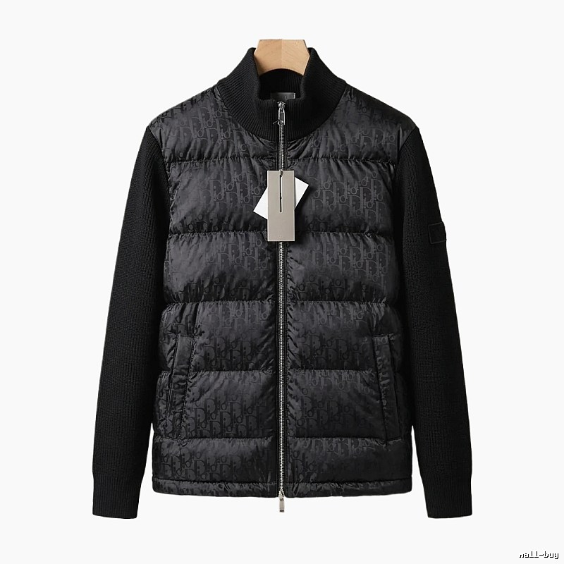 Moncler letter - printed black down jacket