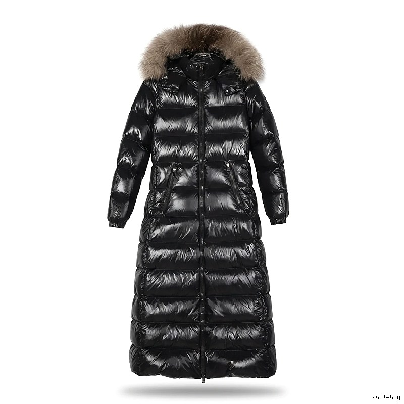 Moncler long shiny black down jacket