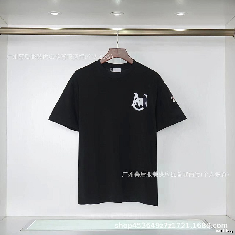 Moncler Printed Casual Style Black T-Shirt