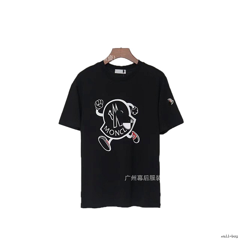 Moncler Trendy Black Cartoon Print Short-sleeved T-shirt