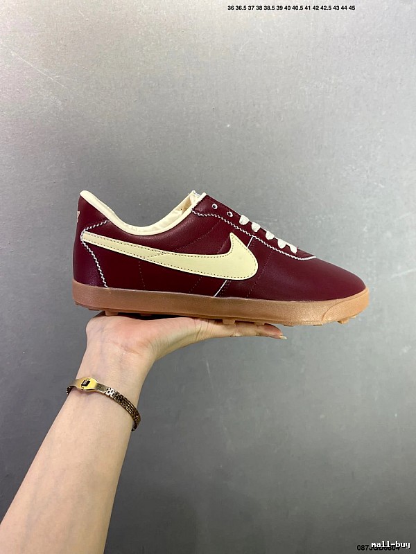 Nike Burgundy and Cream Waffle-Sole Runners Featuring Sculpted Cushioning