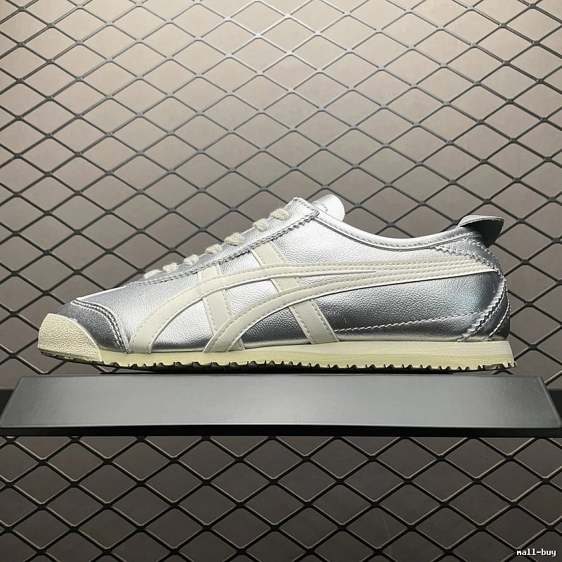 Onitsuka Tiger Low-Top Sneakers, Classic Lace-Up in Silver and Cream