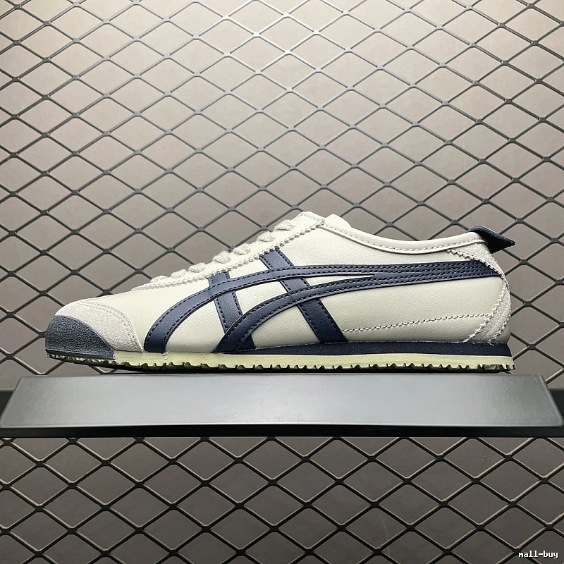 Onitsuka Tiger Low-Top Sneakers, White and Navy and Retro Court Shape