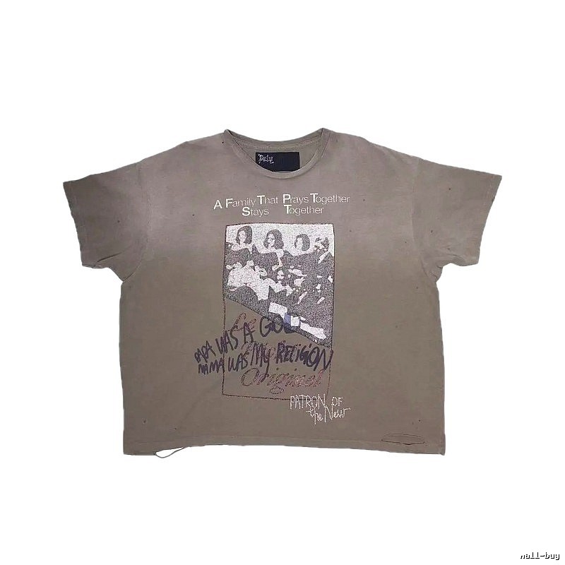 Paly Hollywood Portrait Print Vintage Gray T-shirt
