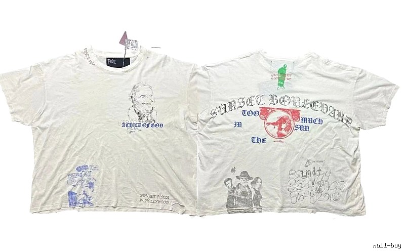 Paly Hollywood Sunset Collection Vintage Distressed Off-white T-shirt
