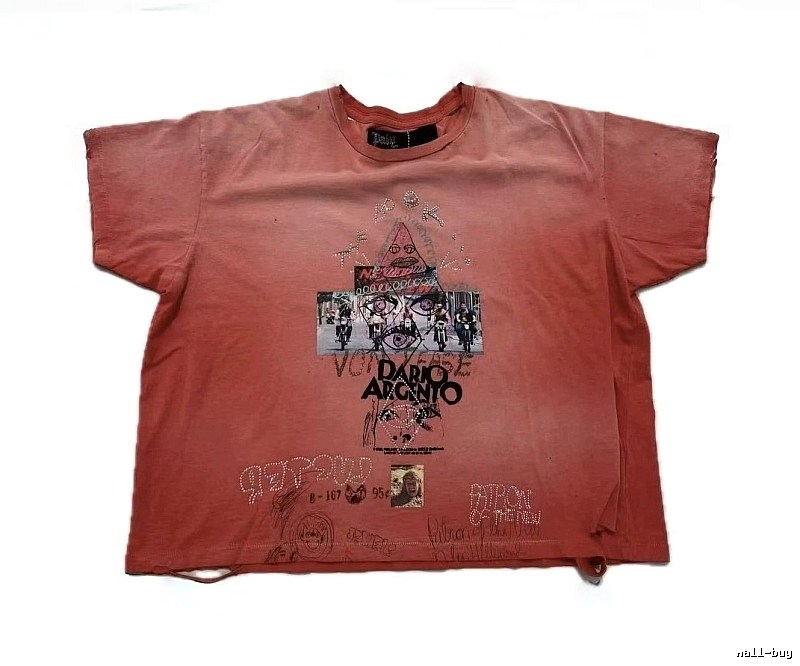 Paly Hollywood Vintage Distressed Dirty Orange Printed T-Shirt