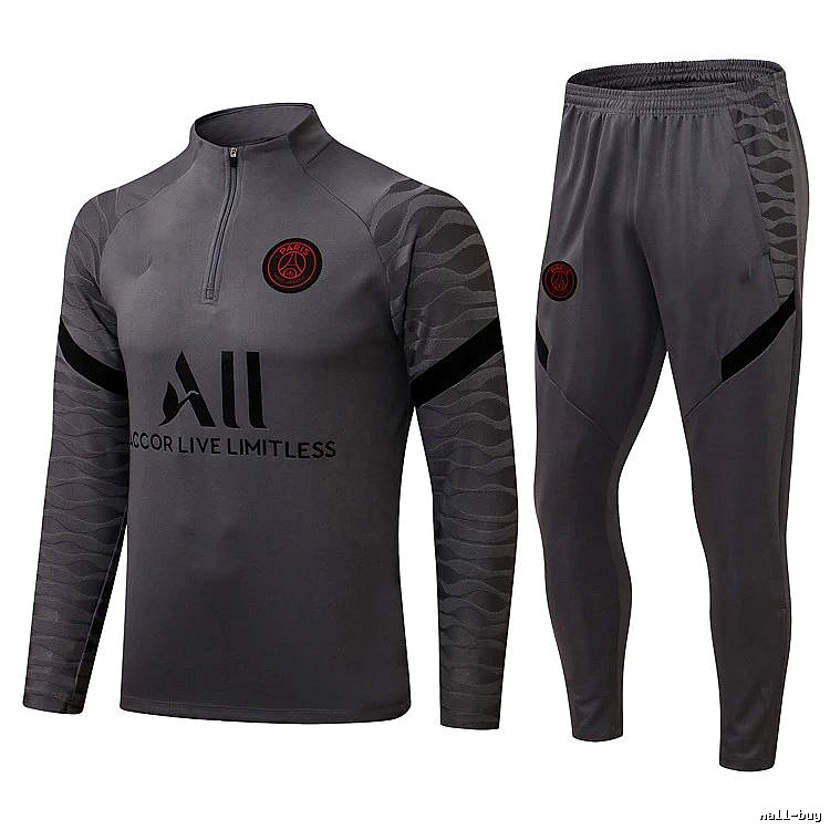 Paris Saint-Germain 2021-22 Gray Training Tracksuit Set Commuter Look