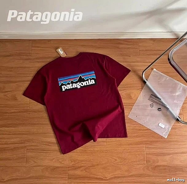 Patagonia Burgundy Red Logo T-Shirt Warm Weather Graphic