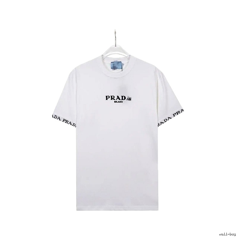 Prada Classic Webbing Minimalist Style White T-Shirt