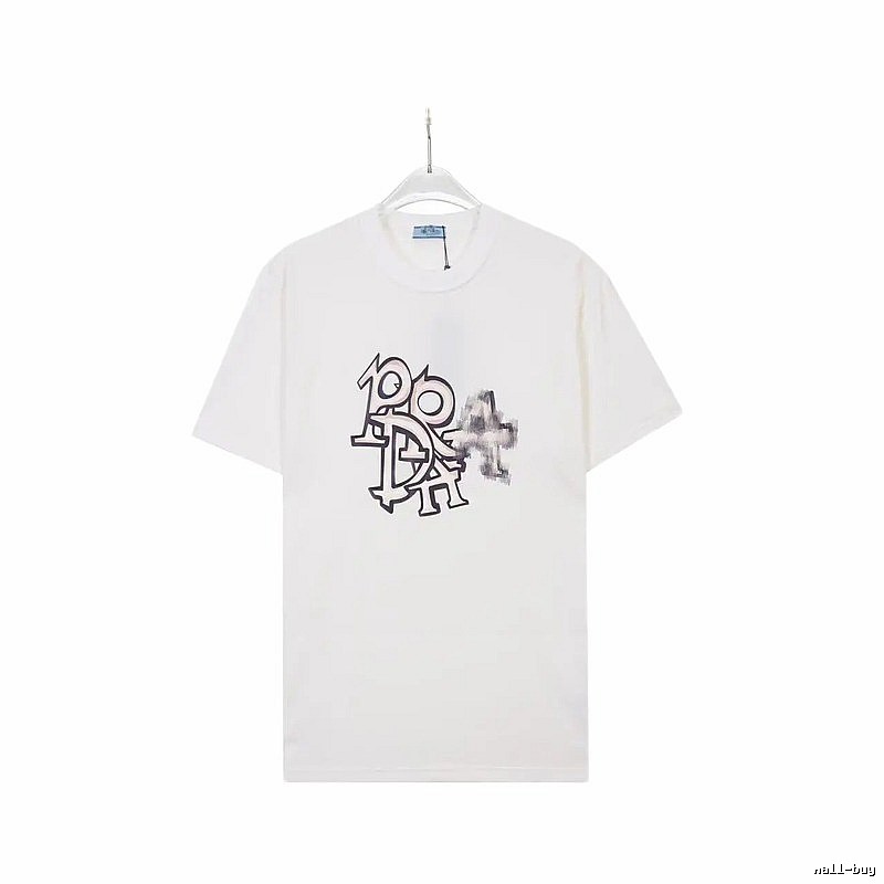 Prada Overlapping Print Street Style White Short Sleeve T-Shirt