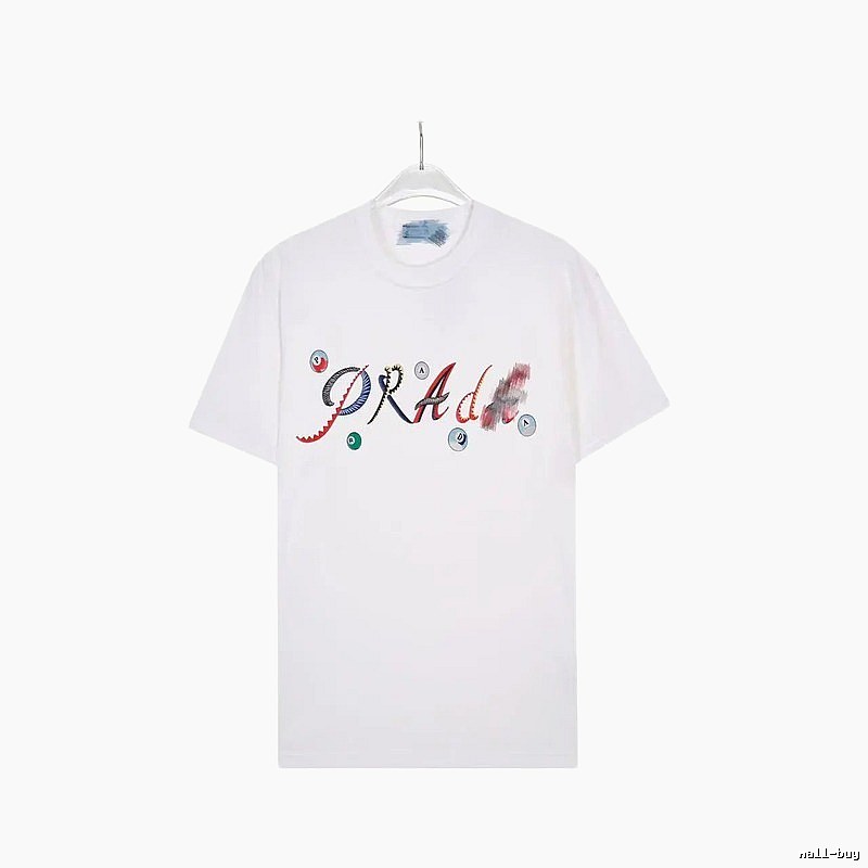 Prada Street Style White Short-sleeve T-shirt with Colorful Print
