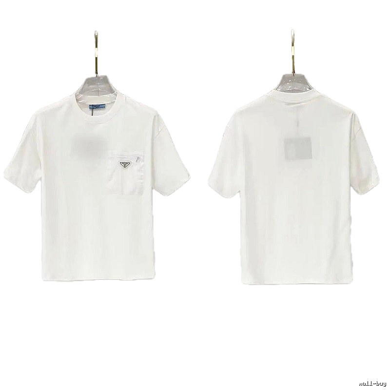 Prada Triangle Logo Minimalist Style White Short-sleeve T-shirt