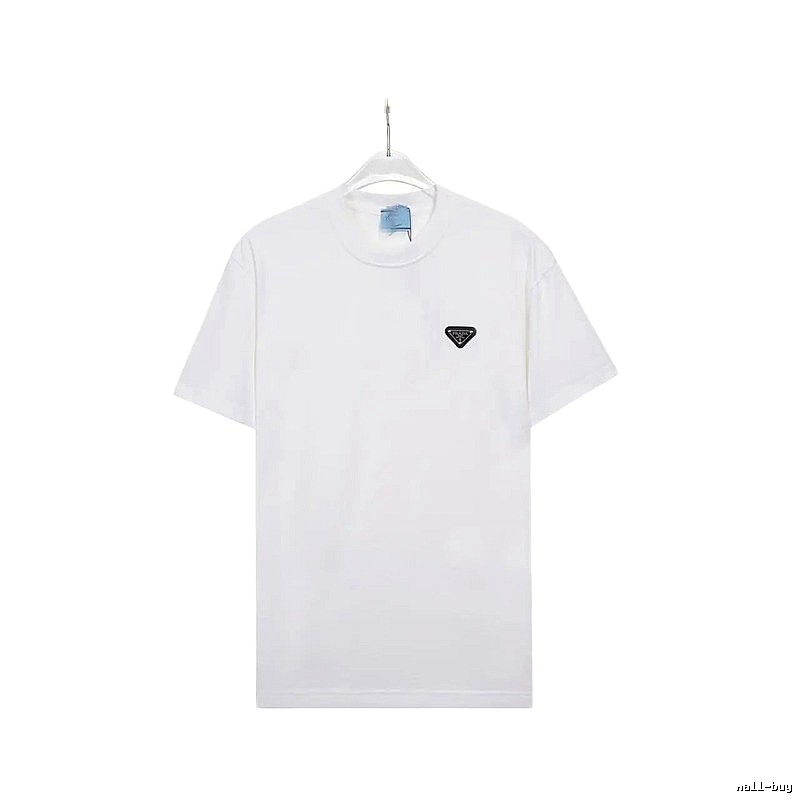 Prada Triangle Logo Minimalist Style White Short-sleeve T-shirt