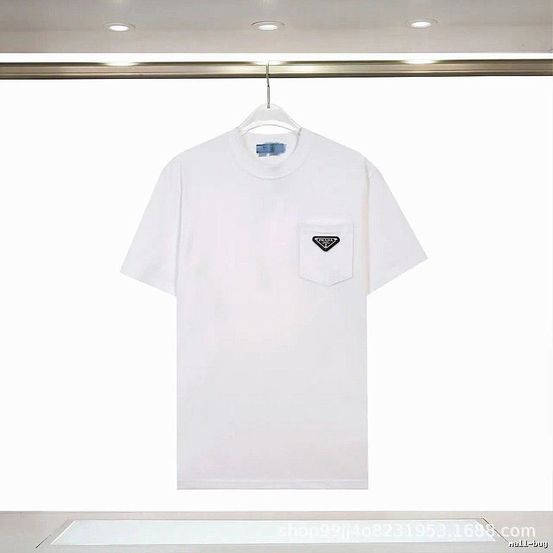 Prada Triangle Logo Minimalist Style White T-Shirt