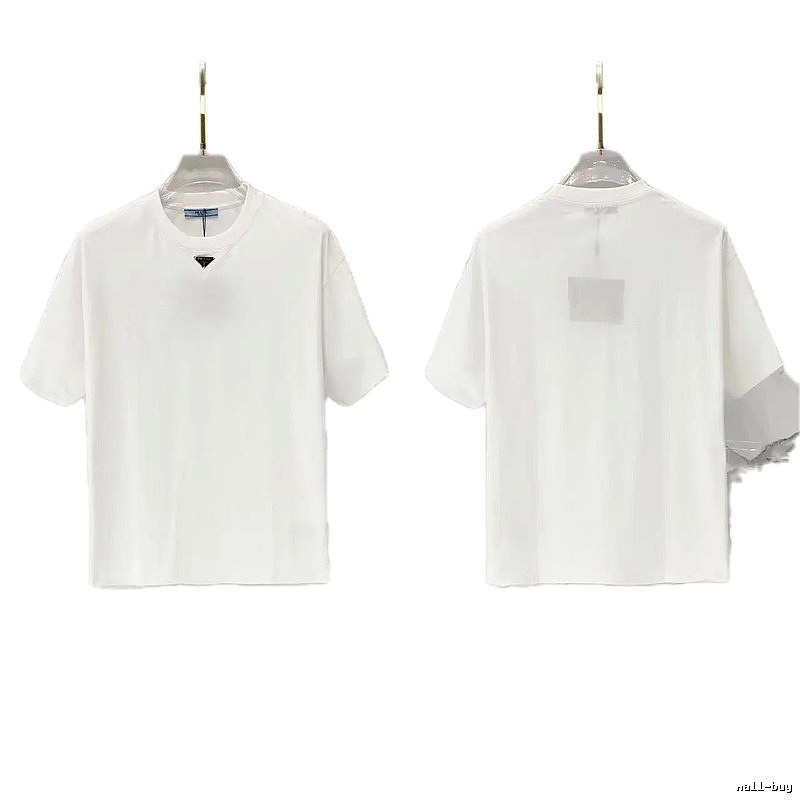 Prada Triangle Logo Minimalist Style White T-Shirt