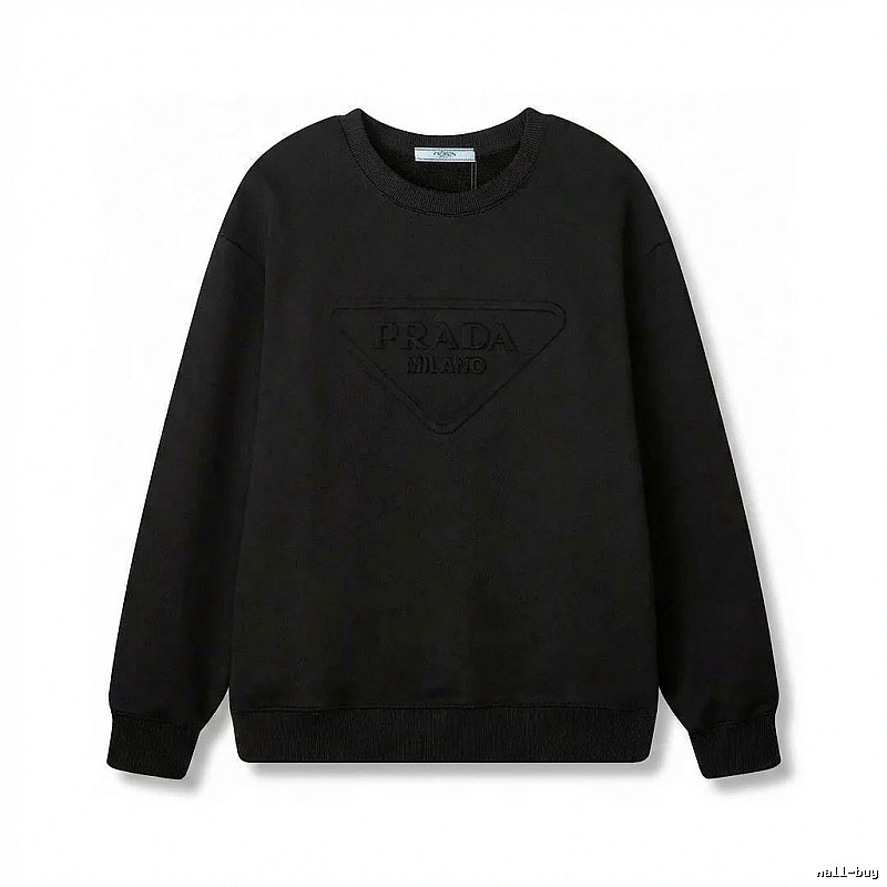 Prada triangular logo simple black sweatshirt