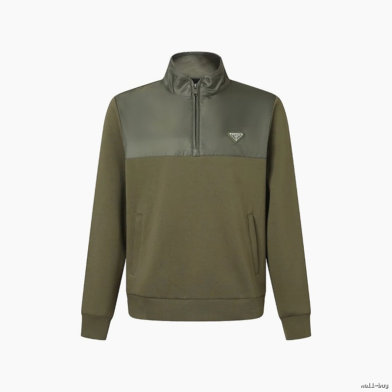 Quarter Zip Sweatshirt by Prada with Olive Quarter Zip Sweatshirt with