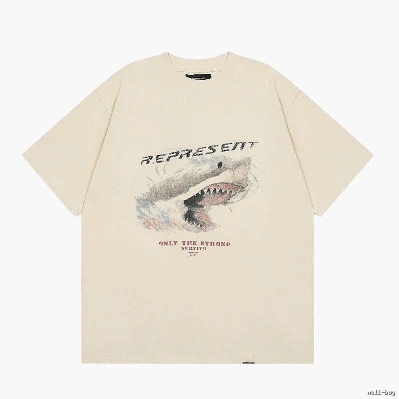 Represent Shark Print Vintage Beige T-Shirt