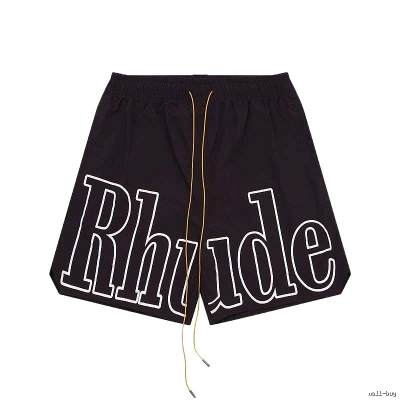 RHUDE letter-style black shorts