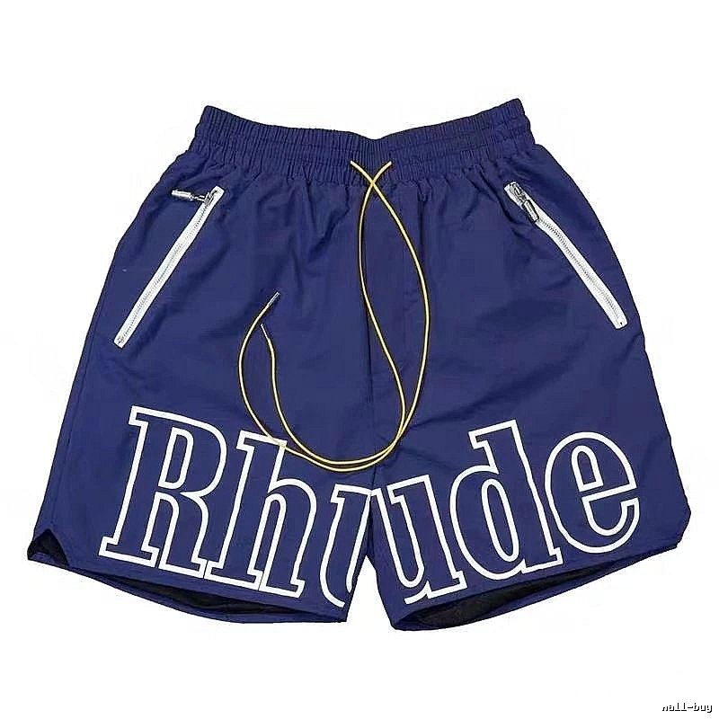 RHUDE letter-style dark blue shorts