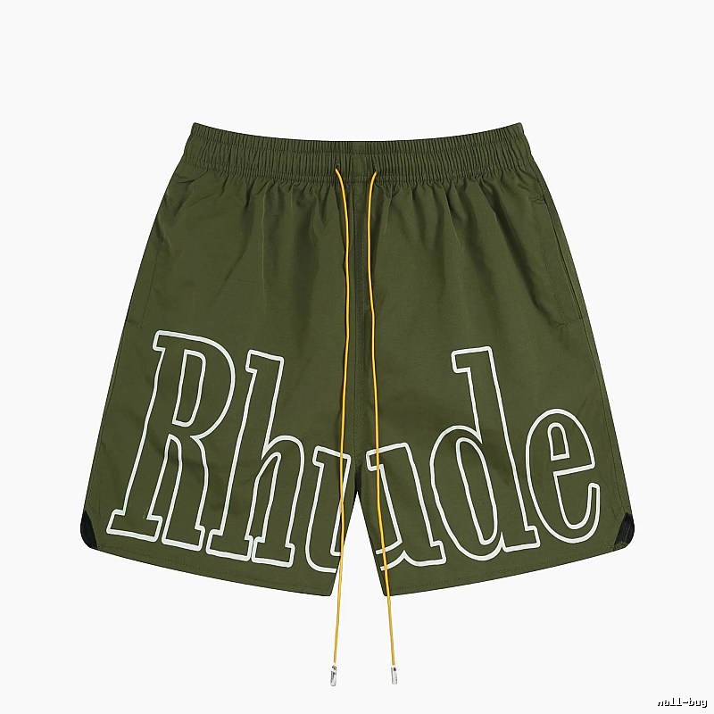 RHUDE letter-style military green shorts