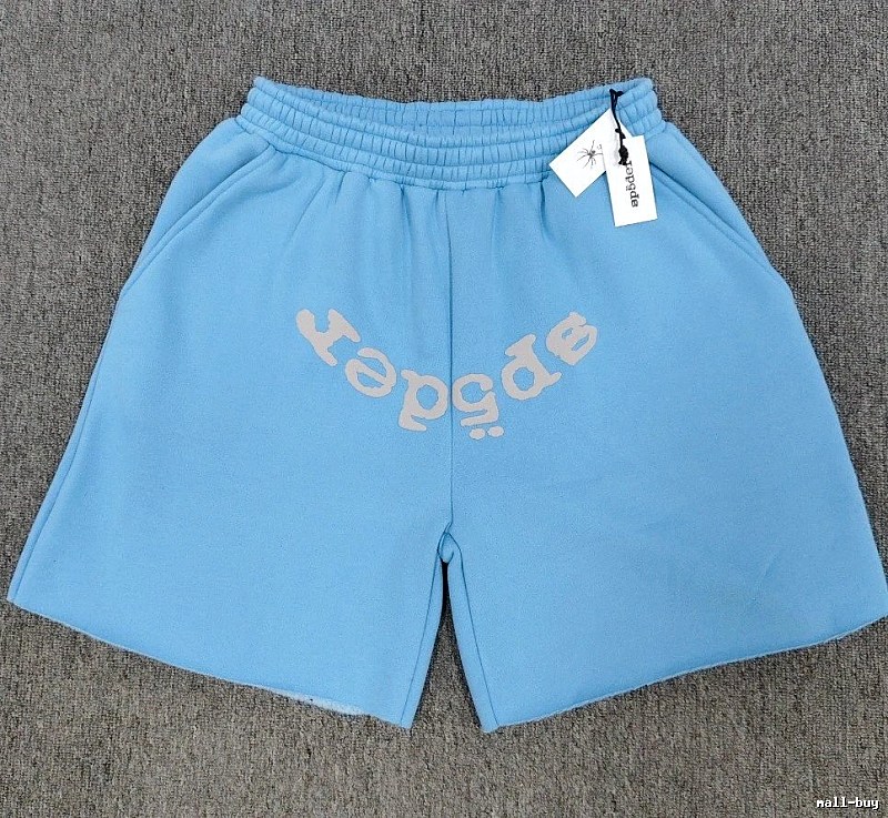 Sp5der Foam Print Street Style Light Blue Shorts