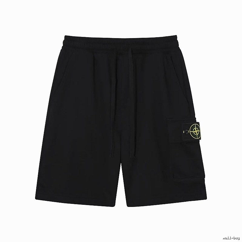 Stone Island Compass Logo Workwear Style Black Shorts