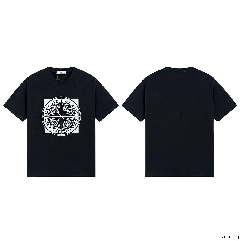 Stone Island Compass Print Street Style Black T-Shirt