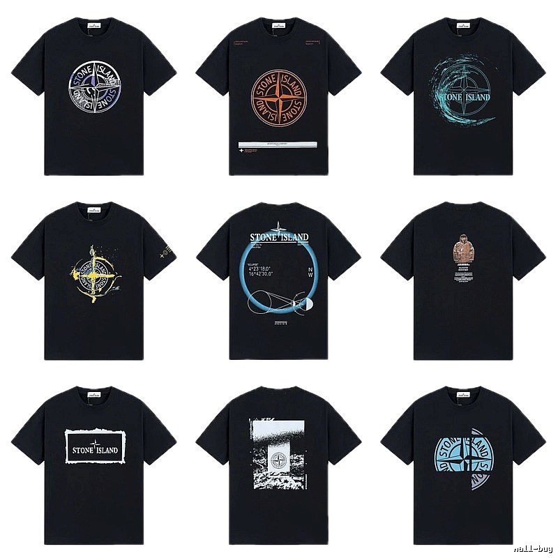 Stone Island Compass Print Street Style Black T-Shirt