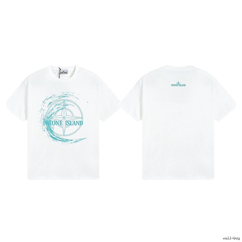 Stone Island Compass Print Street Style White T-Shirt