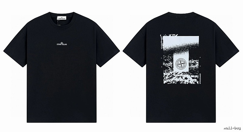 Stone Island Printed Functional Style Black Short Sleeve T-Shirt