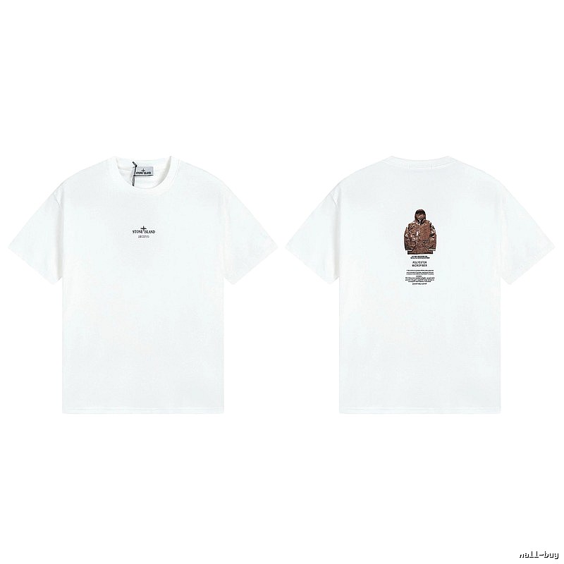 Stone Island Printed Functional Style White Short Sleeve T-shirt