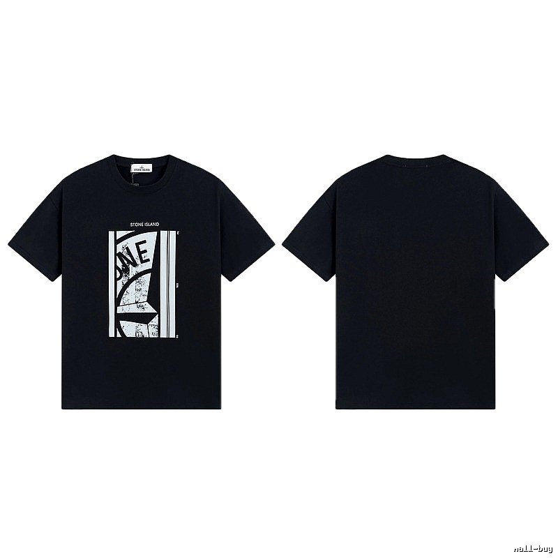 Stone Island Printed Street Style Black T-shirt