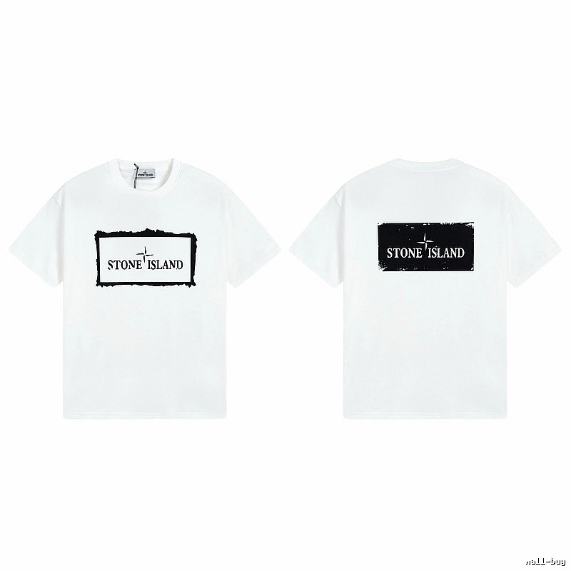 Stone Island Printed Street Style White Short Sleeve T-Shirt